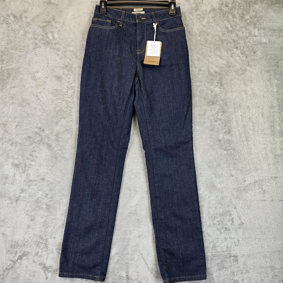 L.L.Bean Jeans Womens 4 True Shape Denim Lined Straight Leg Classic Fit Blue - Picture 1 of 16